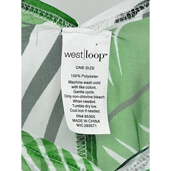 West Loop Sheer Blouse Tropical Beachy Boho Green Palms One Size - Picture 3 of 7